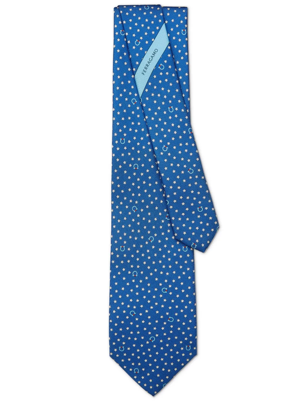 Ferragamo Star-print Silk Tie In Blue