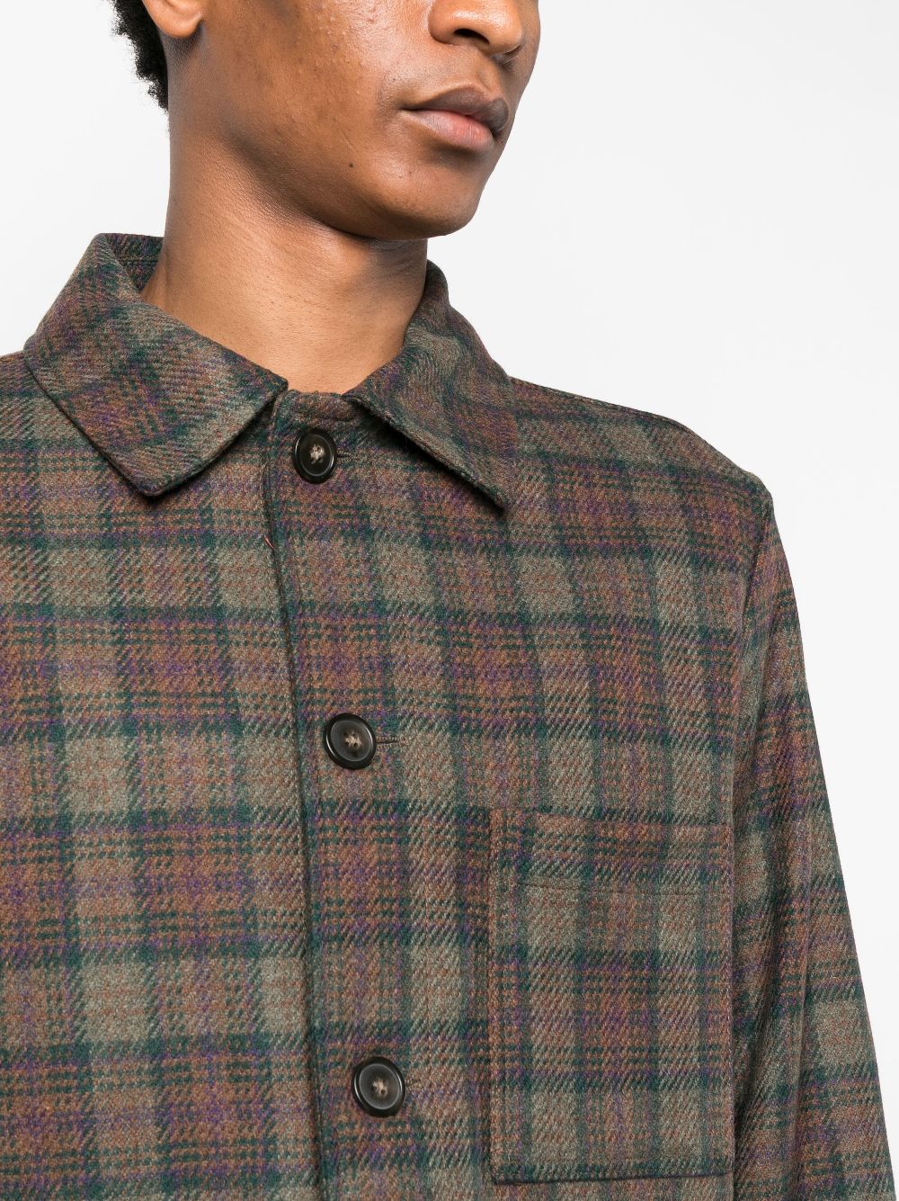 Shop Apc Checked Shirt Jacket In Brown