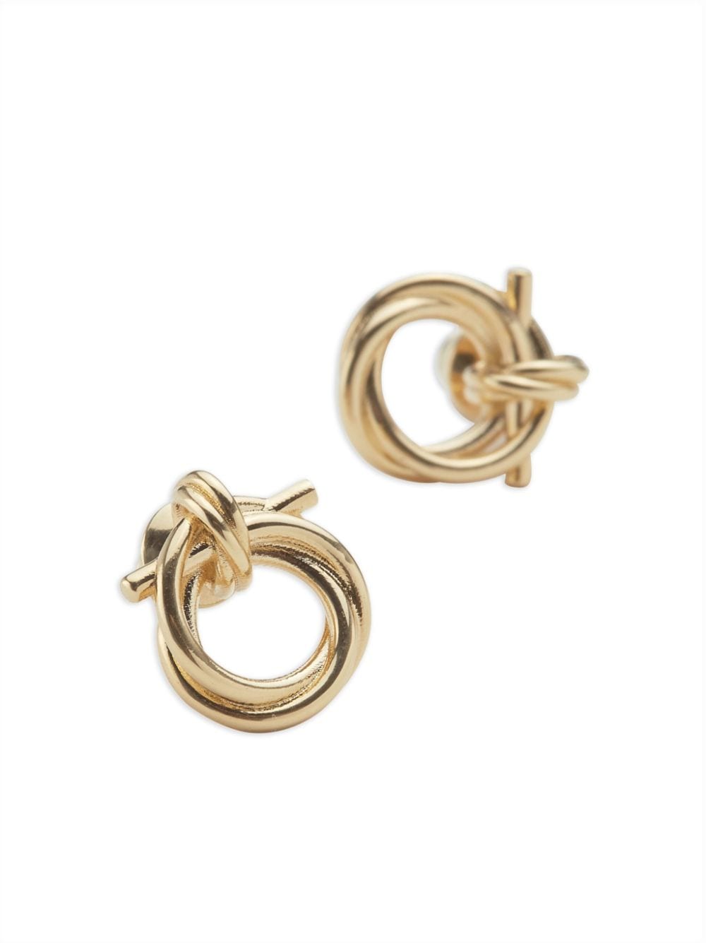 Shop Ferragamo Gancini Twisted Hoop Earrings In Gold
