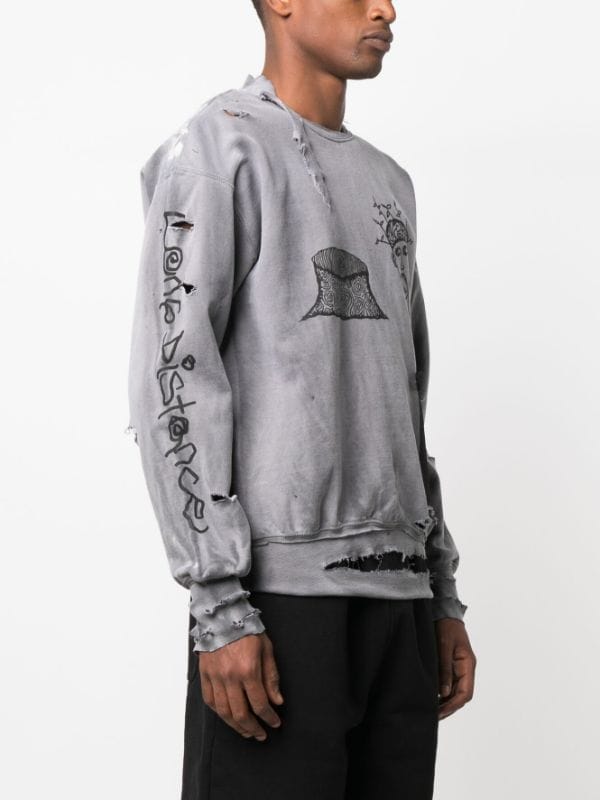 Distressed 2025 ripped sweatshirt