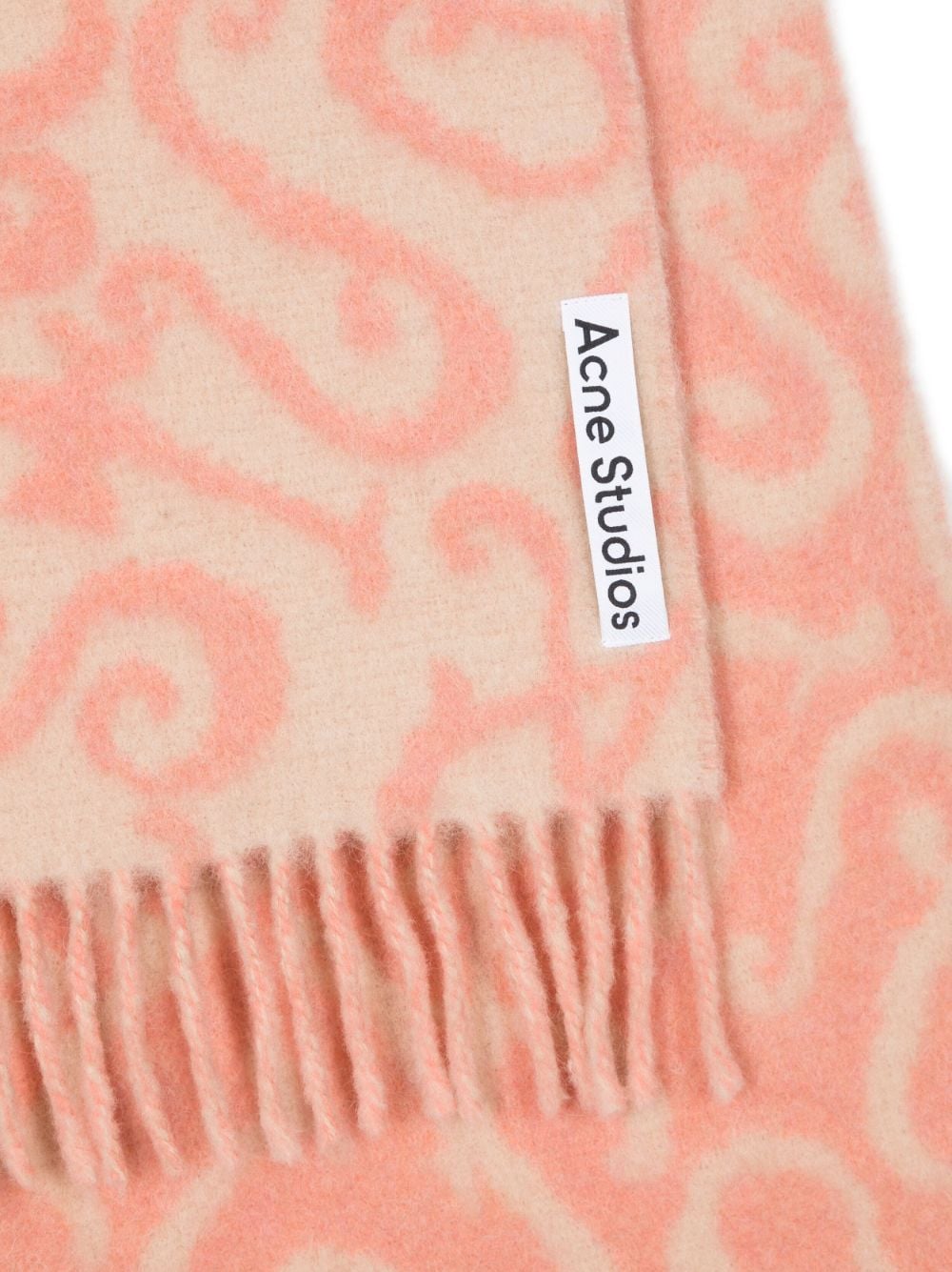 Shop Acne Studios Abstract-pattern Fringed Scarf In Pink