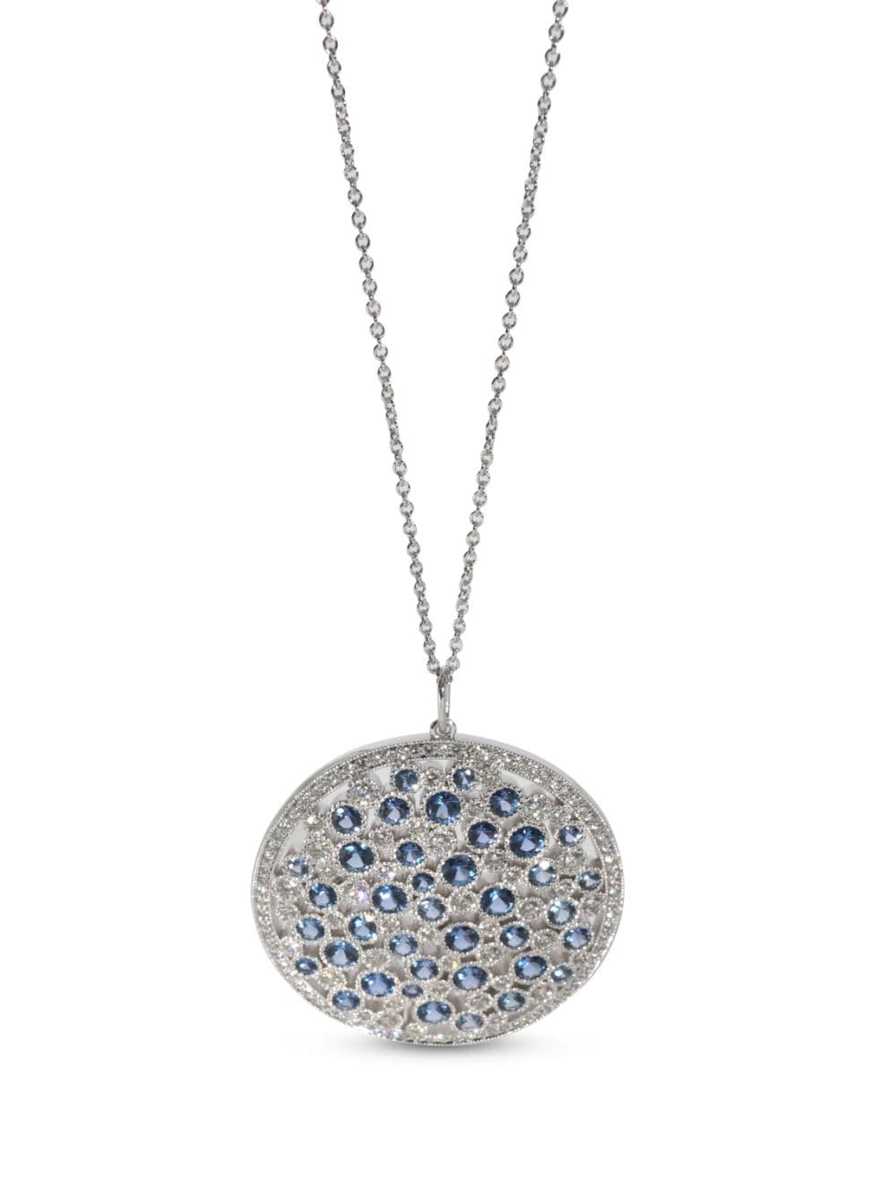 TIFFANY Platinum Diamond Pink Sapphire Cobblestone Pendant Necklace 1182811