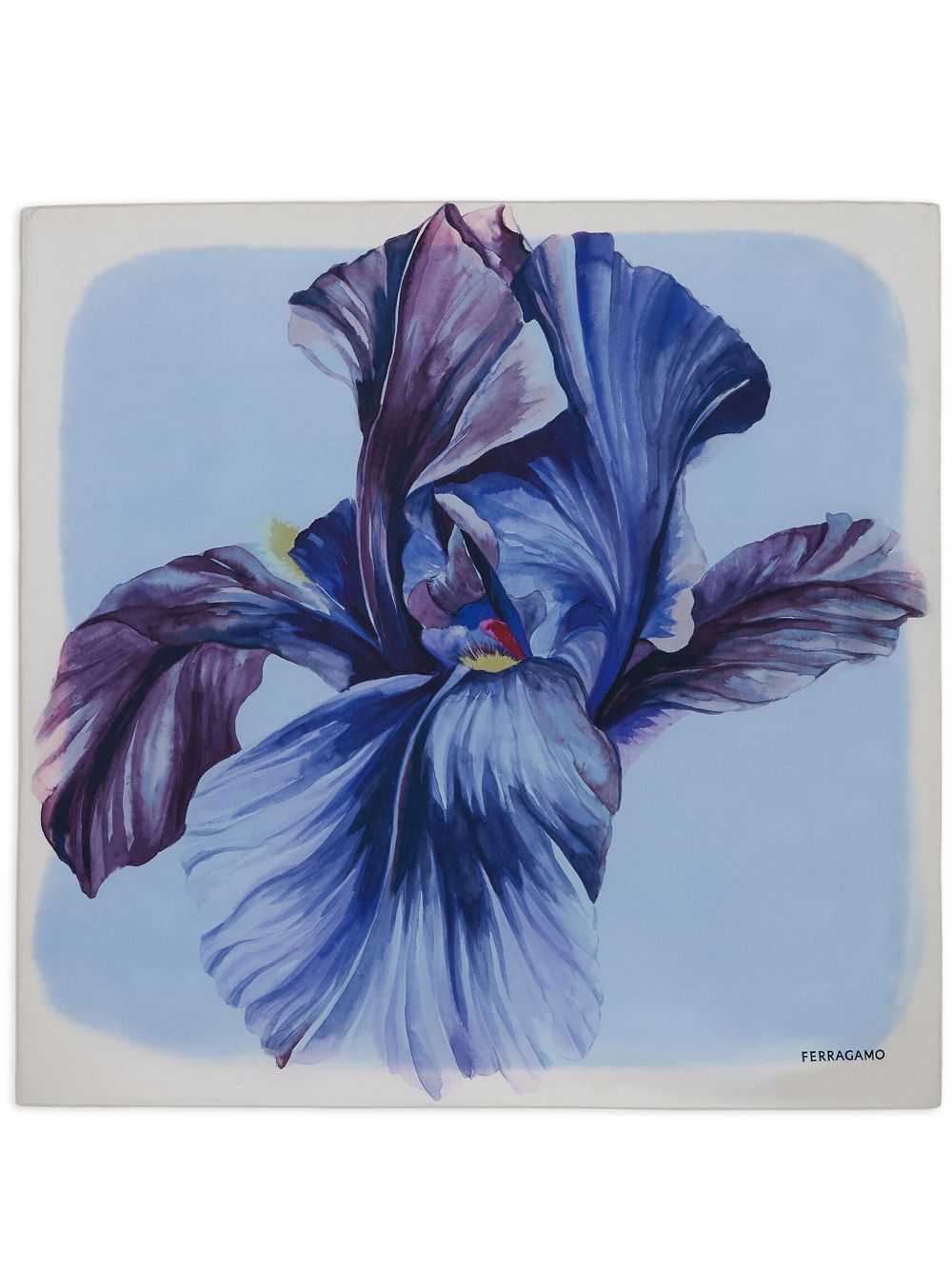 Ferragamo Iris-print Silk Foulard Scarf In Purple
