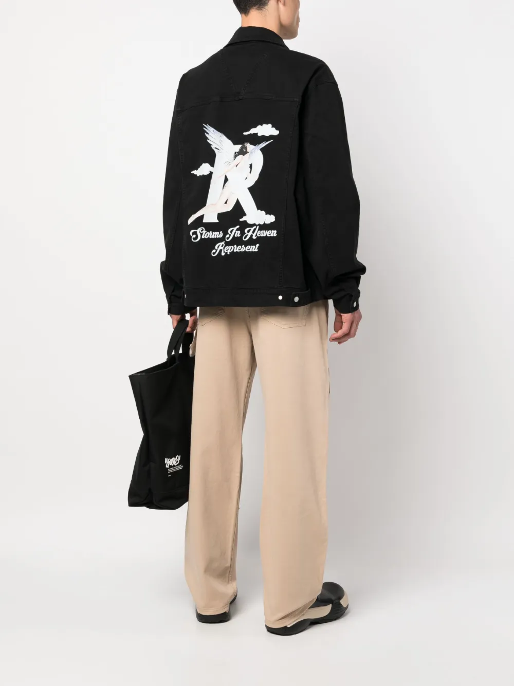 Represent Storms in Heaven graphic-print denim jacket - Zwart