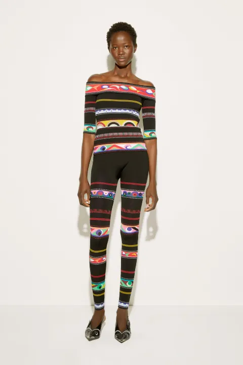 Stripe-Jacquard Leggings