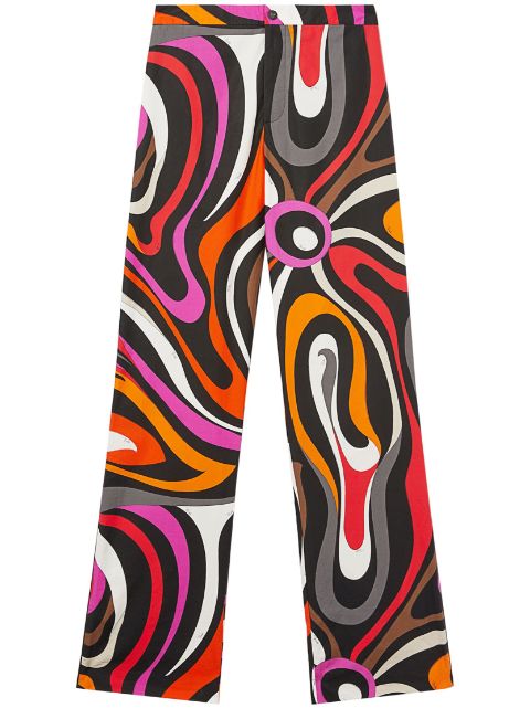 PUCCI wave-print silk high-waist trousers 