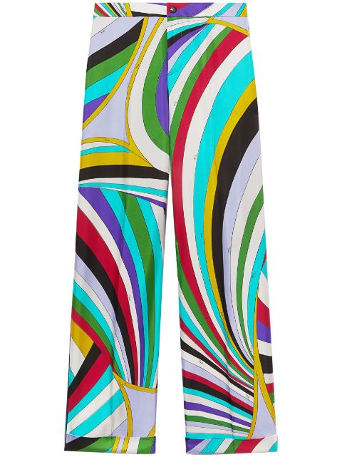 PUCCI logo-print silk flared trousers 