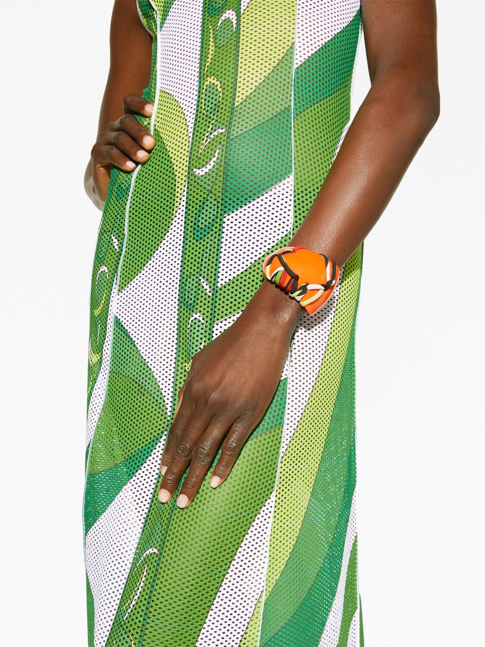 Shop Pucci Logo-lettering Open-cuff Design Bracelet In Orange