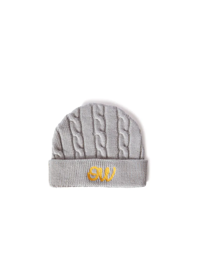 OW SCRIPT CABLE BEANIE MELANGE GREY YELL