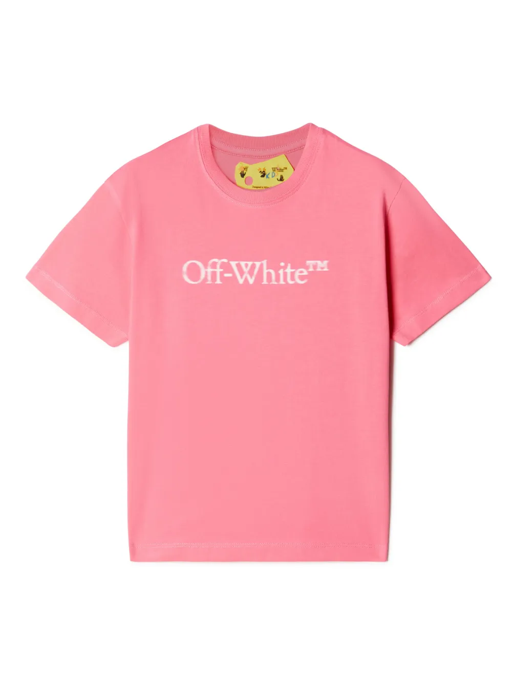 Off-white Bookish Logo-print Cotton T-shirt In Fuxia