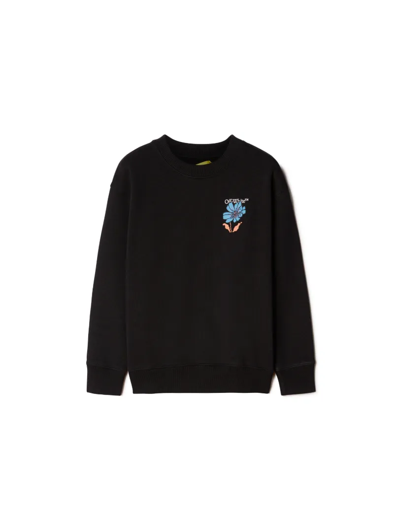 Sweatshirt mit Runshalsausschnitt, Pfeil und Blumen