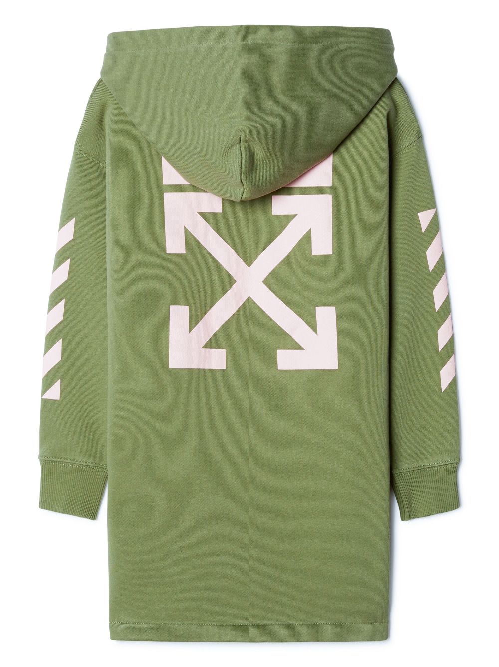 Shop Off-white Arrows-print Cotton Hoodie Dress In Green