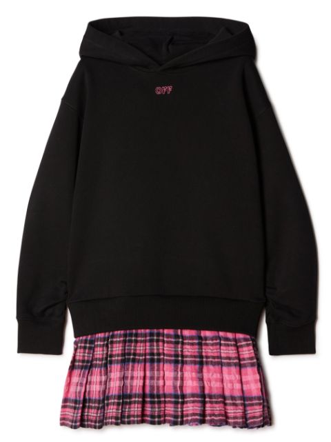 Off-White Kids Off Stamp checked hooded dress