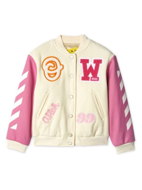 Off-White Kids patch-detail sidestripe bomber jacket