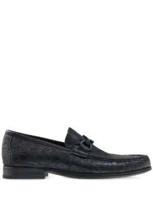Ferragamo crocodile-effect Leather Loafers | Black | FARFETCH display picture 2