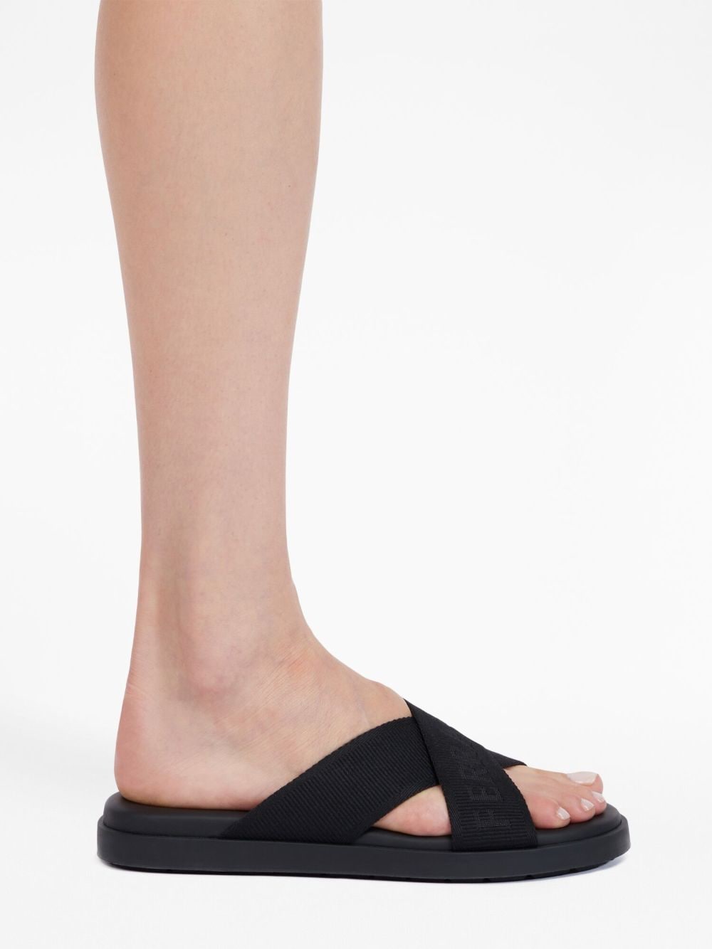 Shop Ferragamo Embroidered-logo Crossover-strap Sandals In Black