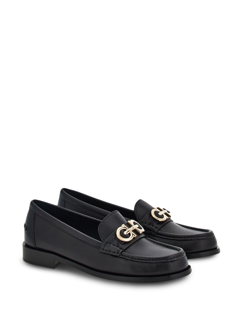 Ferragamo Gancini-ornament leather mocassins - Zwart