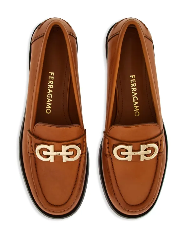 【良好品】 レザーローファー ガンチーニ Ferragamo | JP FARFETCH | ブラウン 靴