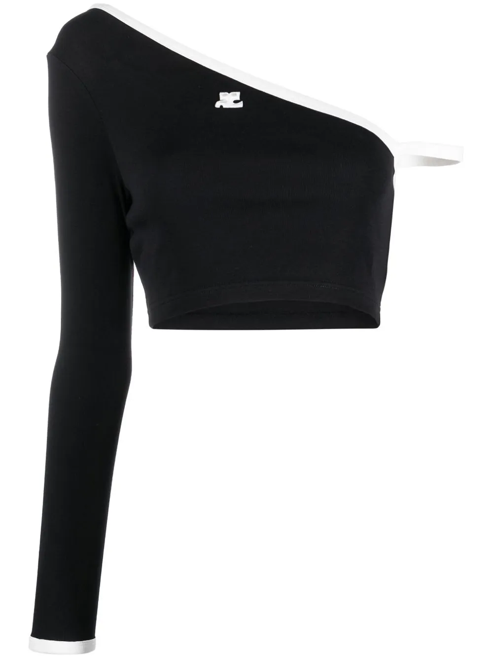 Courrèges One-shoulder Knit Crop Top In Black