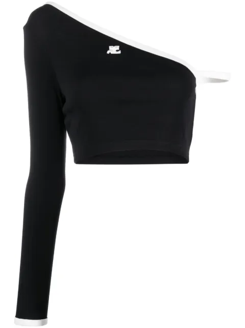 Courrèges one-shoulder knit crop top