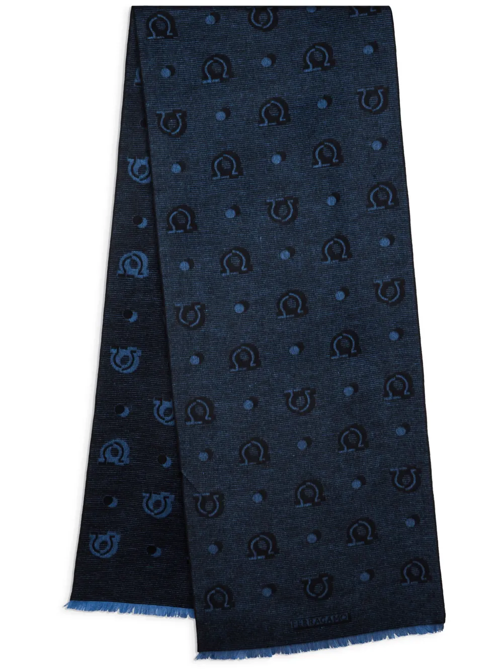 Ferragamo patterned-jacquard silk scarf | Blue | Image 1
