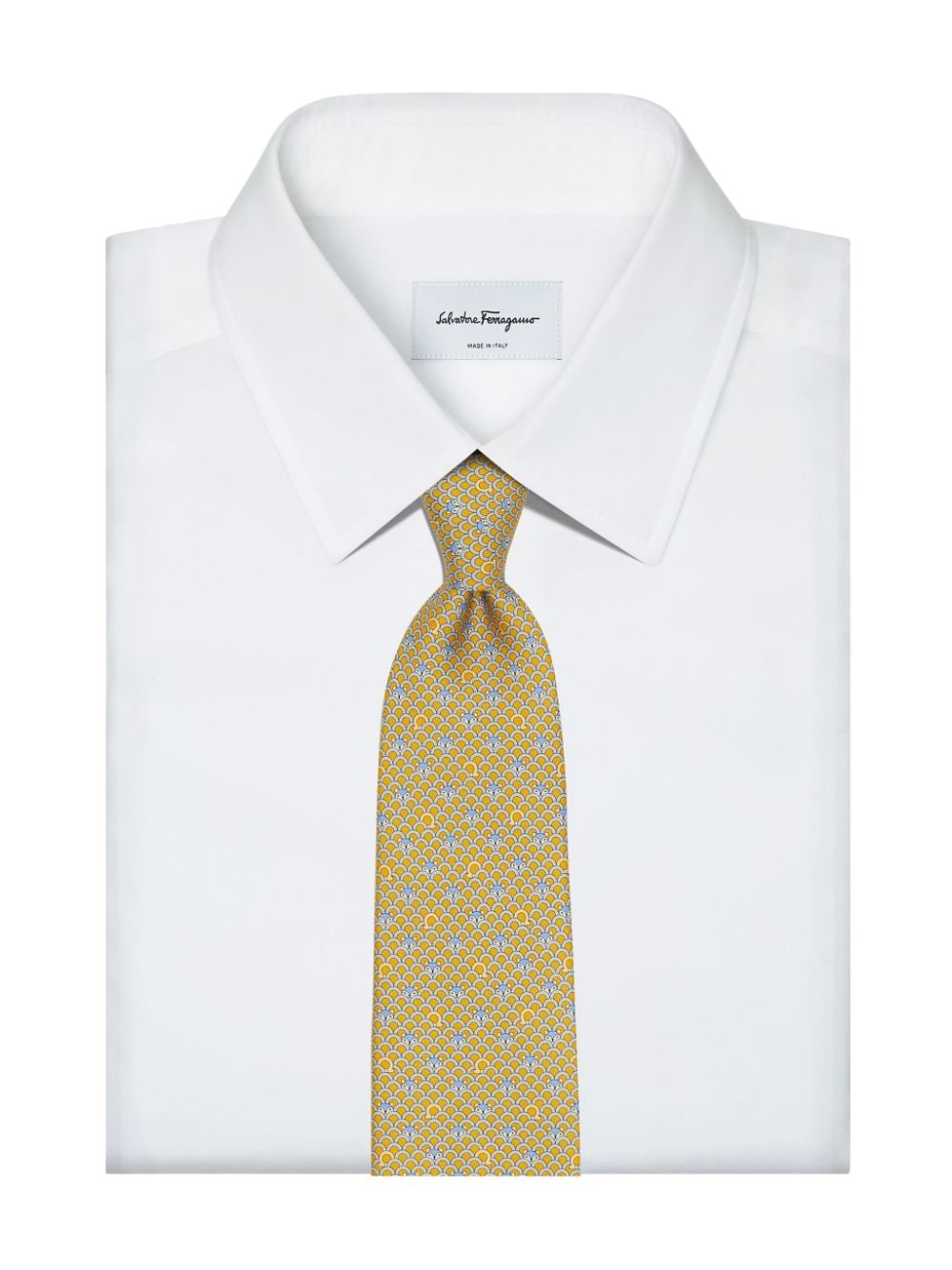 Shop Ferragamo Monogram-print Silk Tie In Yellow