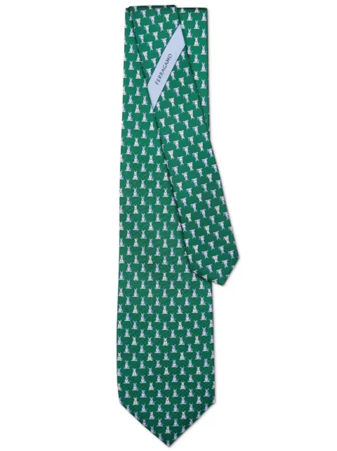 Ferragamo Terrier-print silk tie