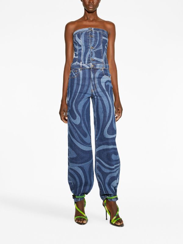 PUCCI Corset Jeans Com Estampa Abstrata - Farfetch