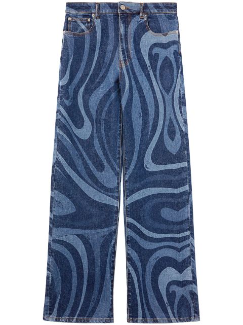 PUCCI Calça jeans wide leg com estampa