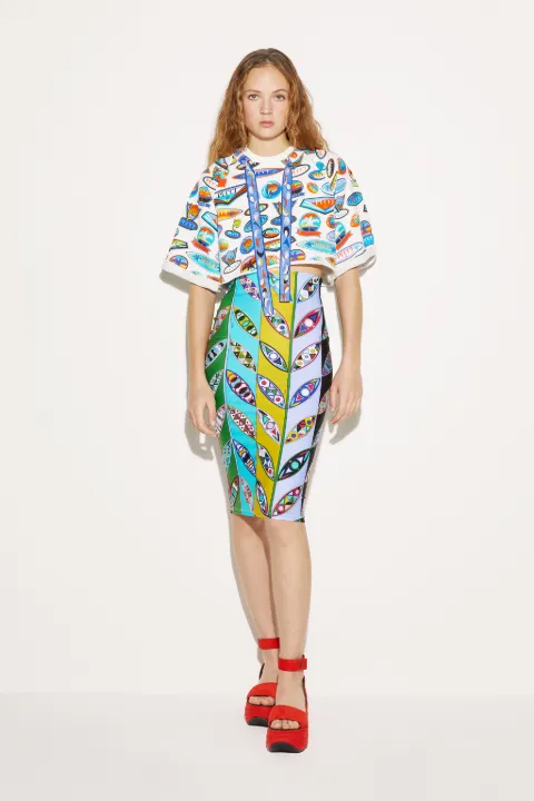 Girandole-Print Pencil Skirt