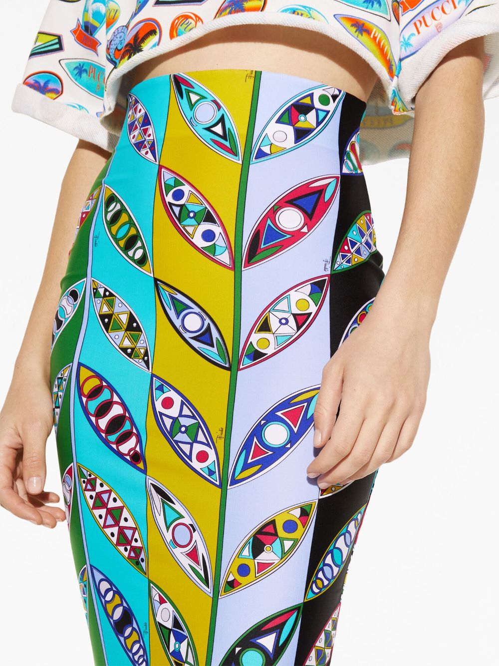 Shop Pucci Graphic-print High-waisted Skirt In Multicolour