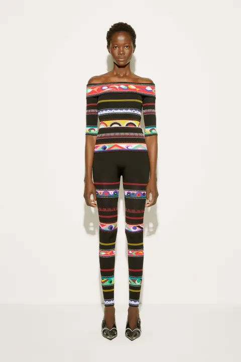 Stripe-Jacquard Top