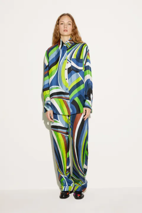 Iride-Print Silk-Twill Shirt