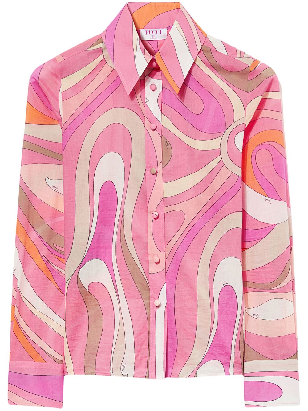 Pucci Wave-print Cotton Shirt In Pink