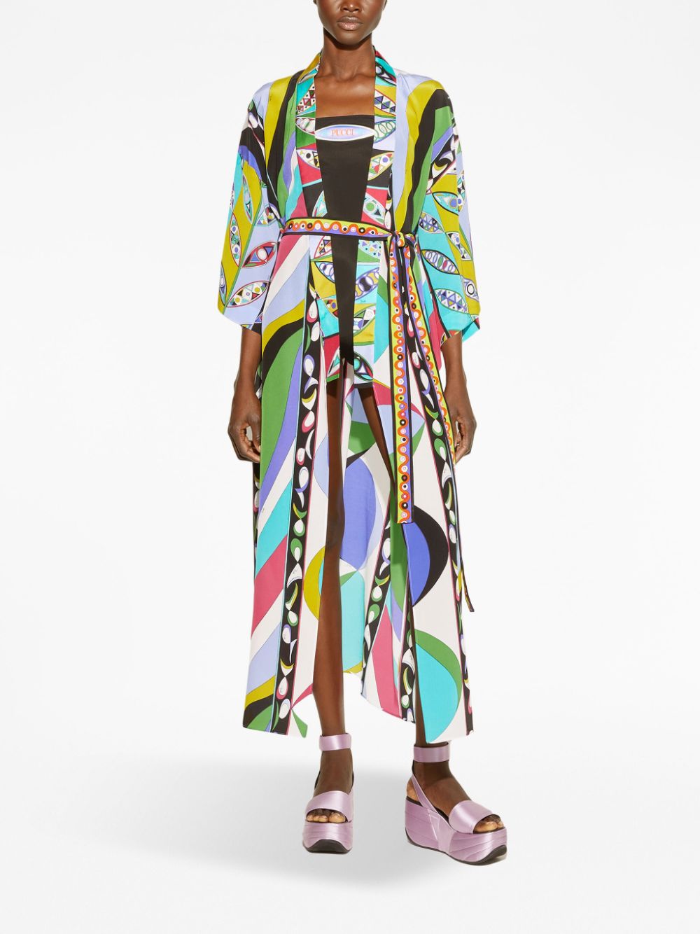 PUCCI abstract-print belted silk dress - Veelkleurig