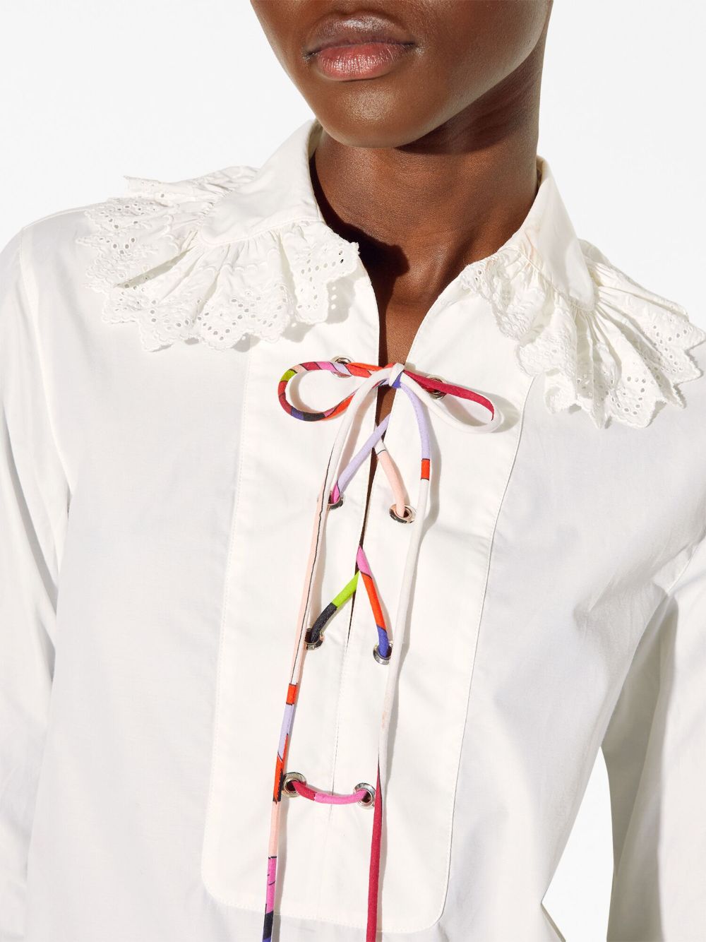 Shop Pucci Broderie-anglaise Ruffled Blouse In White