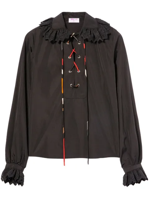 PUCCI lace-up ruffled blouse