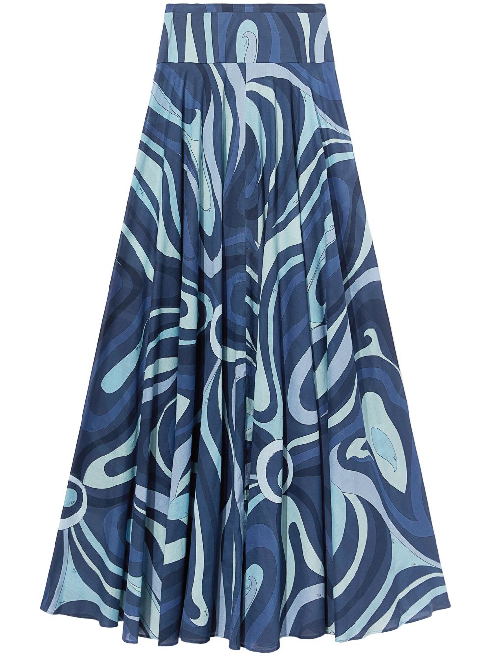 Shop Pucci Marmo-print Cotton Maxi Skirt In Blue