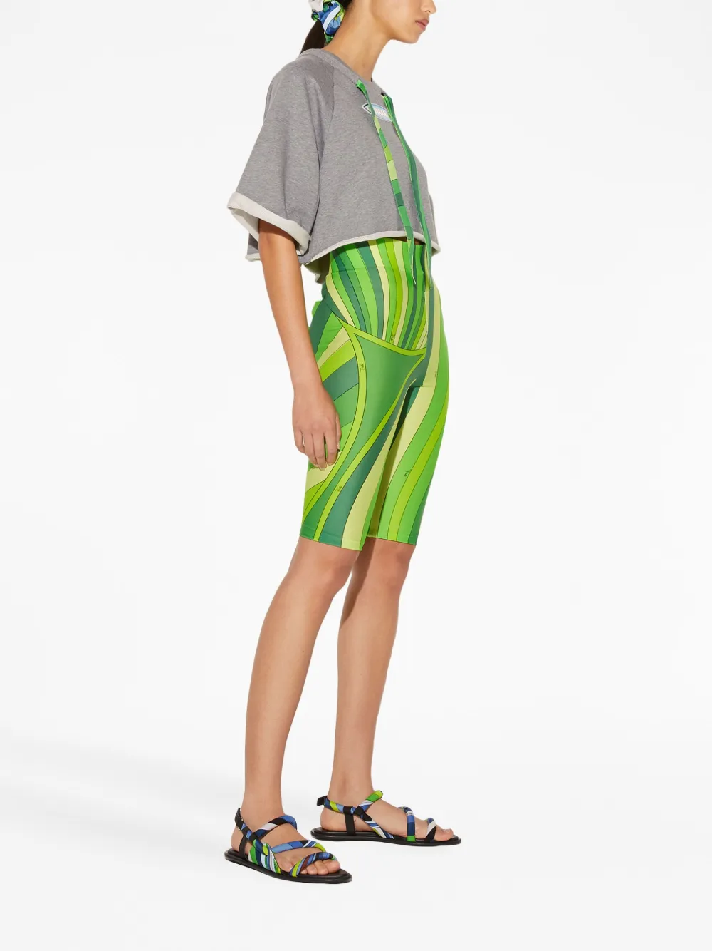  Pucci Melange-effect Cropped Top - Grey 