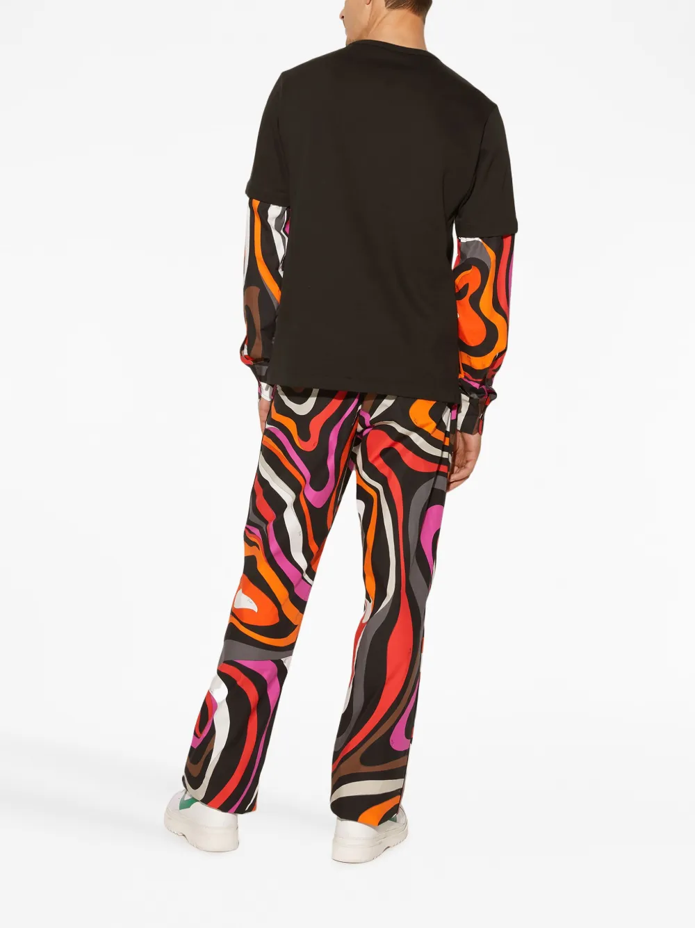 Pucci Pesci-print Layered Cotton T-shirt In Schwarz