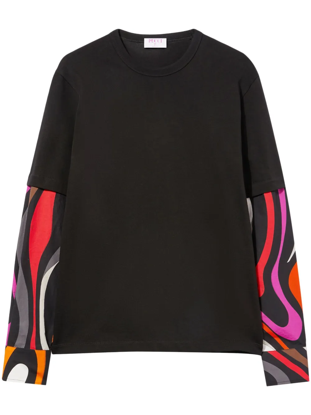 Pucci Pesci-print Layered Cotton T-shirt In Schwarz