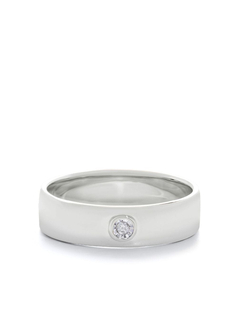 Shop Monica Vinader Diamond Essential Flat-band Ring In Silver