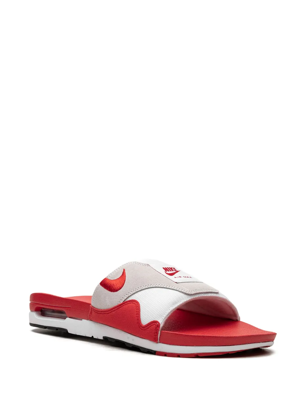 Shop Nike Air Max 1 "sport Red" Slides In White