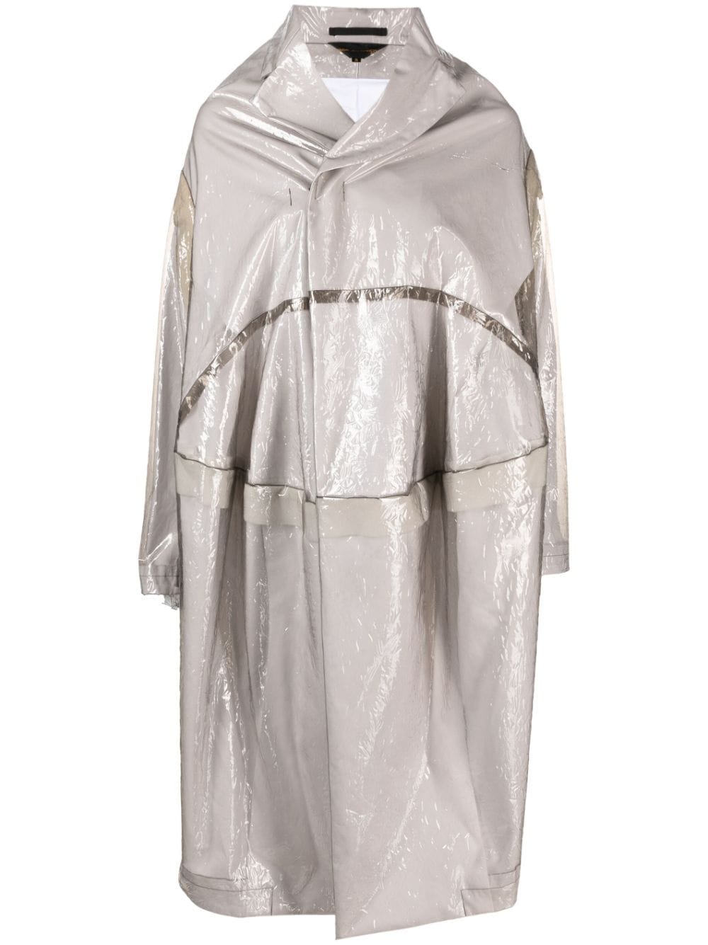 Comme Des Garçons Asymmetric Embossed Raincoat In Grau