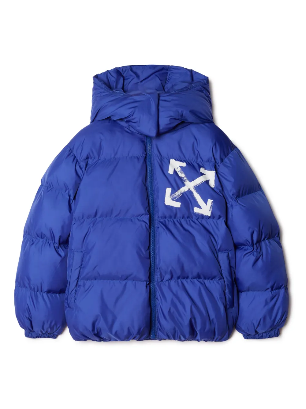 Offwhite Kids' Paint Script Quilted Puffer Jacket In Blue ModeSens