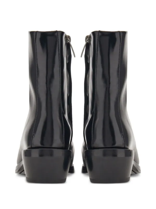 Ferragamo squared-toe Leather Ankle Boots | Black | FARFETCH