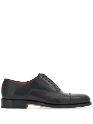 Ferragamo Tramezza Calf Leather Oxford Shoes | Black | FARFETCH