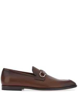 FERRAGAMO: leather loafers with horsebit - Black  FERRAGAMO loafers 029457  762340 online at
