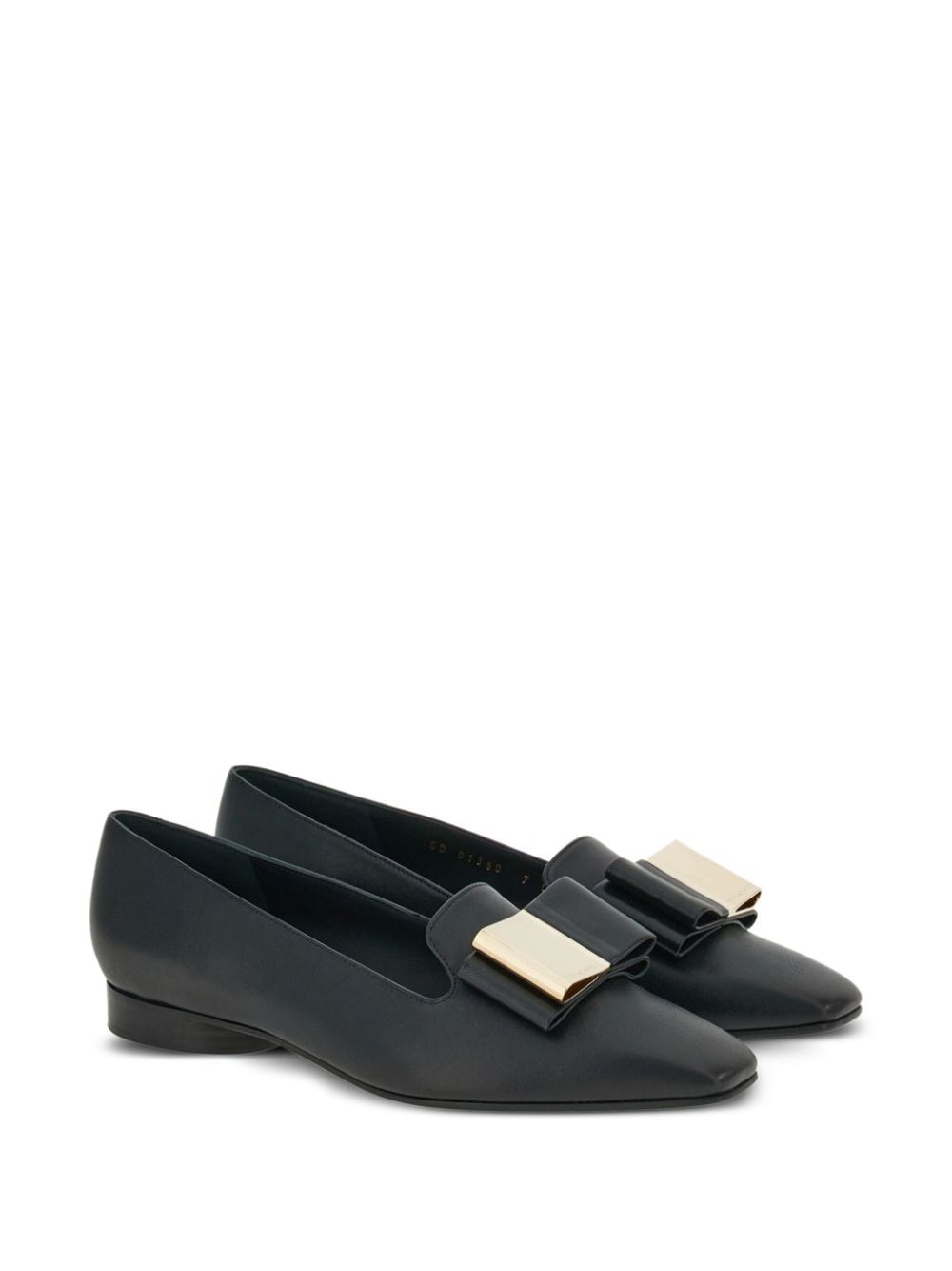 Ferragamo bow-detail lambskin loafers - Zwart