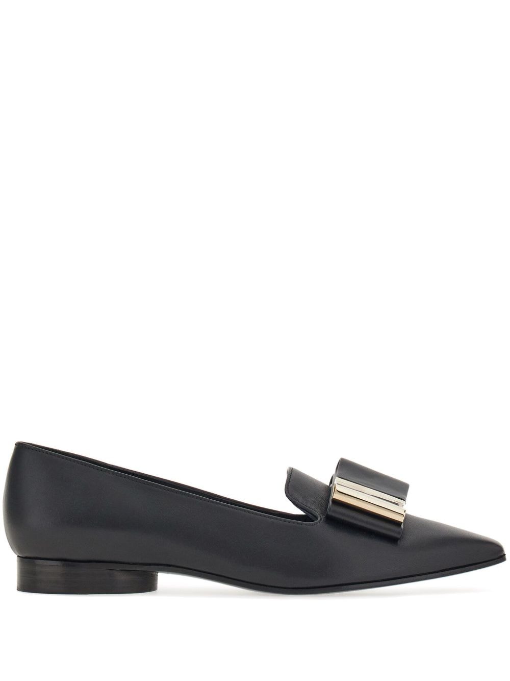 Shop Ferragamo Bow-detail Lambskin Loafers In Black